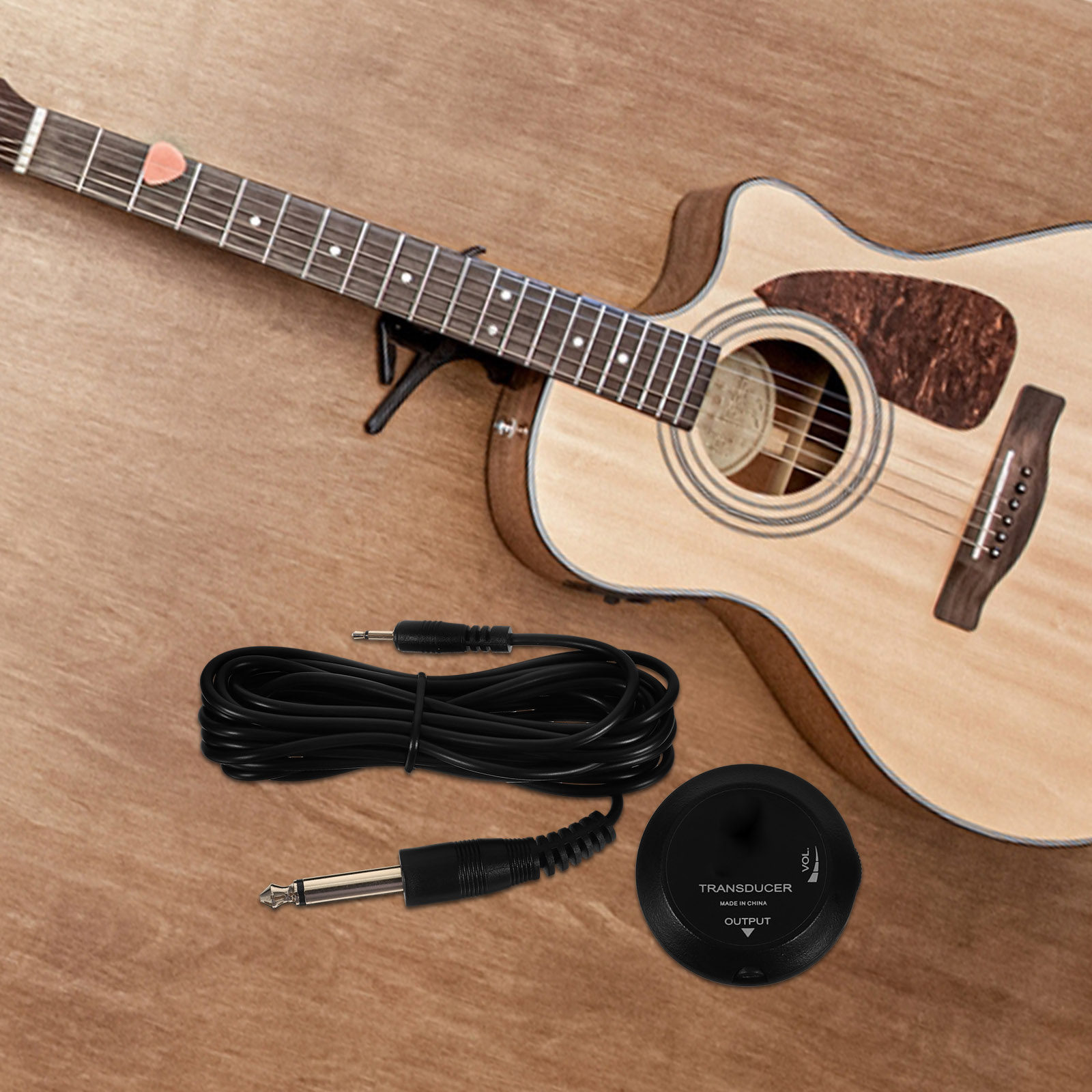 Musical Instruments Easy - ギター用ピックアップトランスデューサー。コンパクトなアコースティック楽器用センサー。ウクレレにも対応。簡単に取り付け可能。音楽アクセサリー。