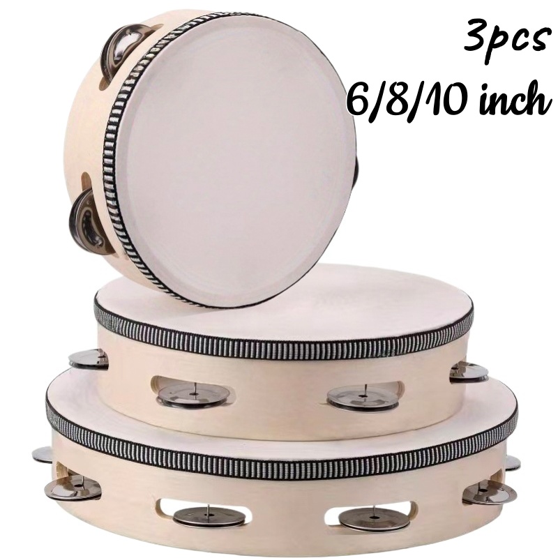 Musical Instrument Chimes - 1/3 個木製タンバリン 6/8/10 インチハンドヘルドドラムベルパーカッション音楽教育楽器ギフト結婚式ゲーム教会パーティー用