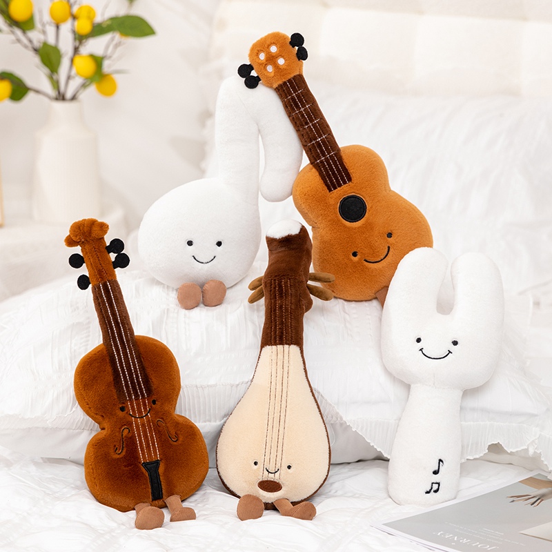 Musical Instrument Manufacturers - かわいい音楽的なぬいぐるみおもちゃ、柔らかいバイオリン30cm、ギター、琵琶、音叉、音符のぬいぐるみ人形、楽器、子供、音楽愛好家、家の装飾へのギフト