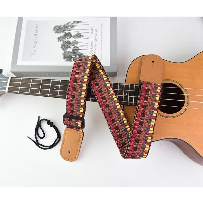 Musical Instruments Easy - 1個入り 調節可能な幅75-117cm 厚手のウクレレクロスストラップ 刺繍入り 子供・大人用 パーソナライズされたギターショルダーハーネス