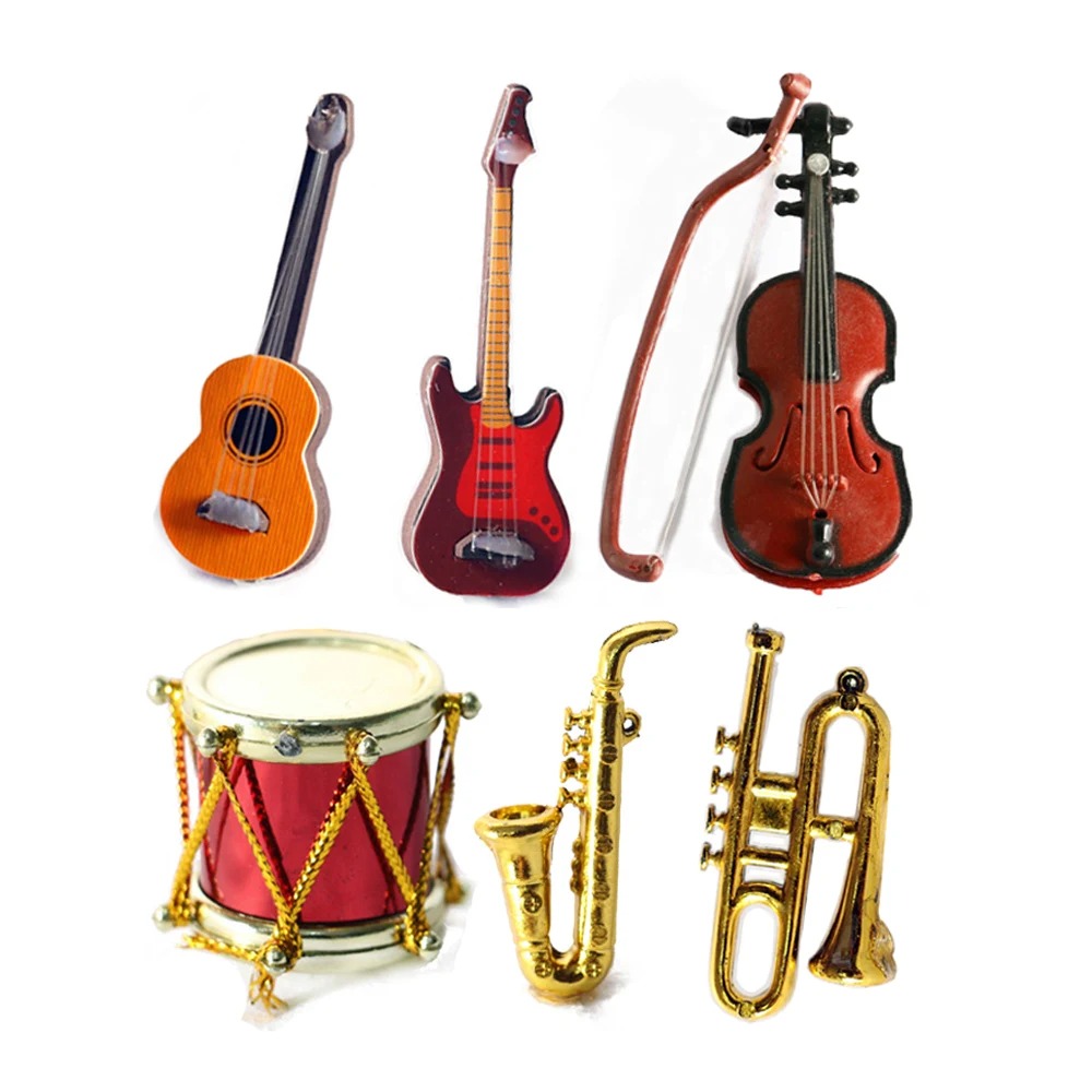 Musical Instrument Manufacturers - 1/12 スケール人形楽器ドールハウスアクセサリーミニチュアピアノバイオリンギタードラムマイクトランペットモデルクラフト