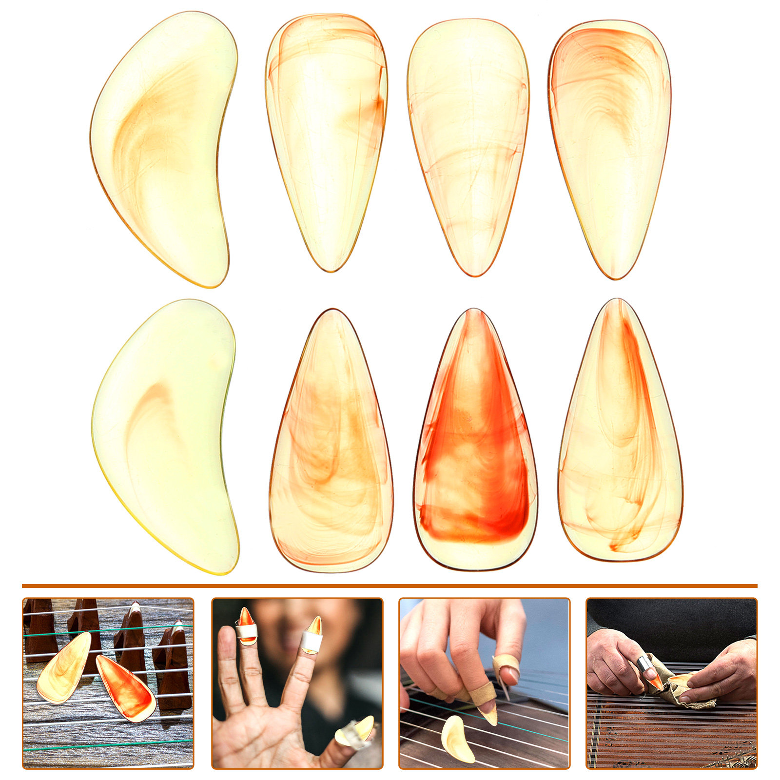 8個入り古筝指サック、高品質ネイルプロテクター、楽器奏者向け - Musical Instrument Guzheng のレビューと価格
