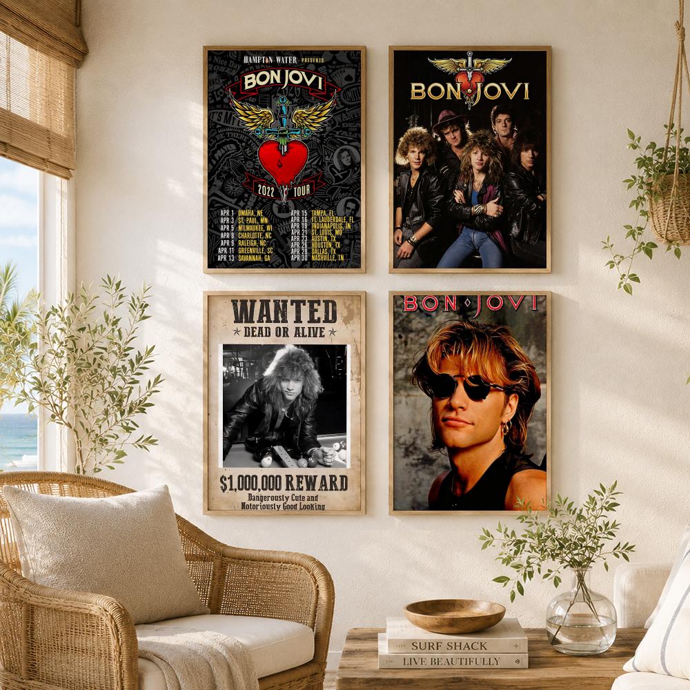 ロックバンド B-Bon Jovi ポスター 多用途 HD  - Musical Instrument Poster のレビューと価格