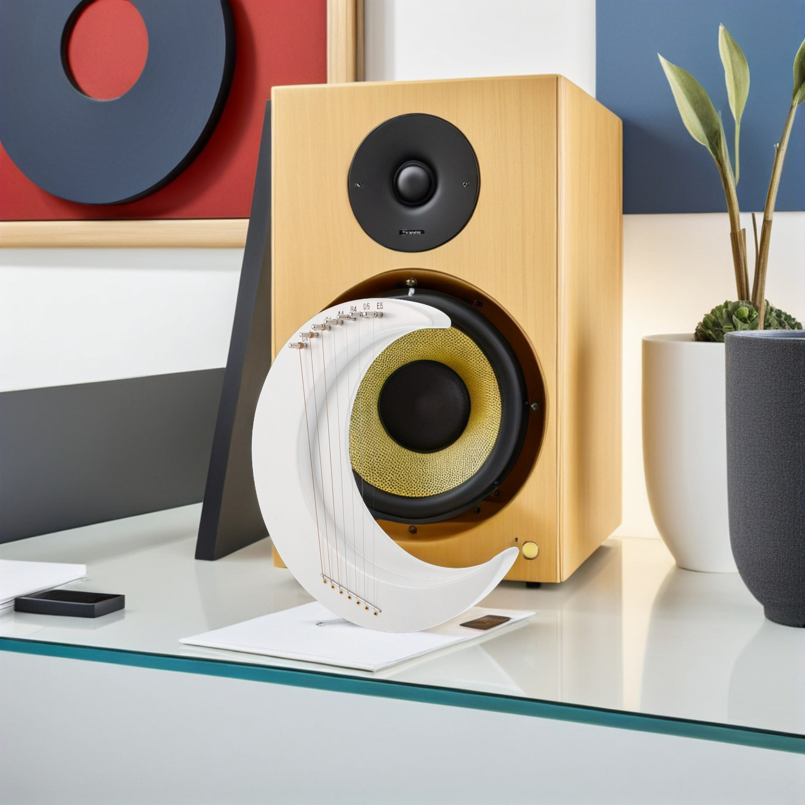 木製の7弦ムーンリラハープ。三日月型の楽器で、初心者向けの音 - Musical Instrument Harp のレビューと価格