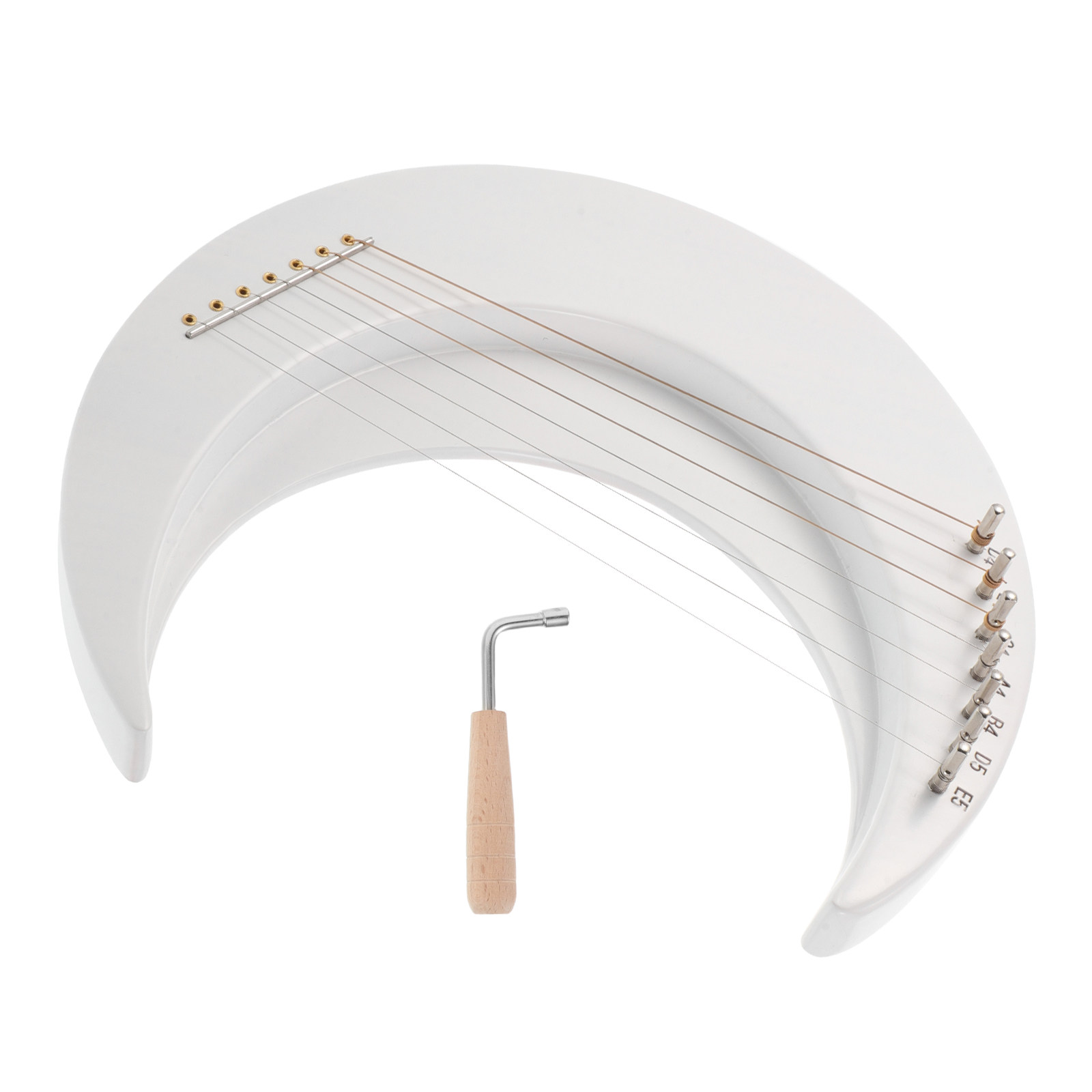 木製の7弦ムーンリラハープ。三日月型の楽器で、初心者向けの音 - Musical Instrument Harp のレビューと価格