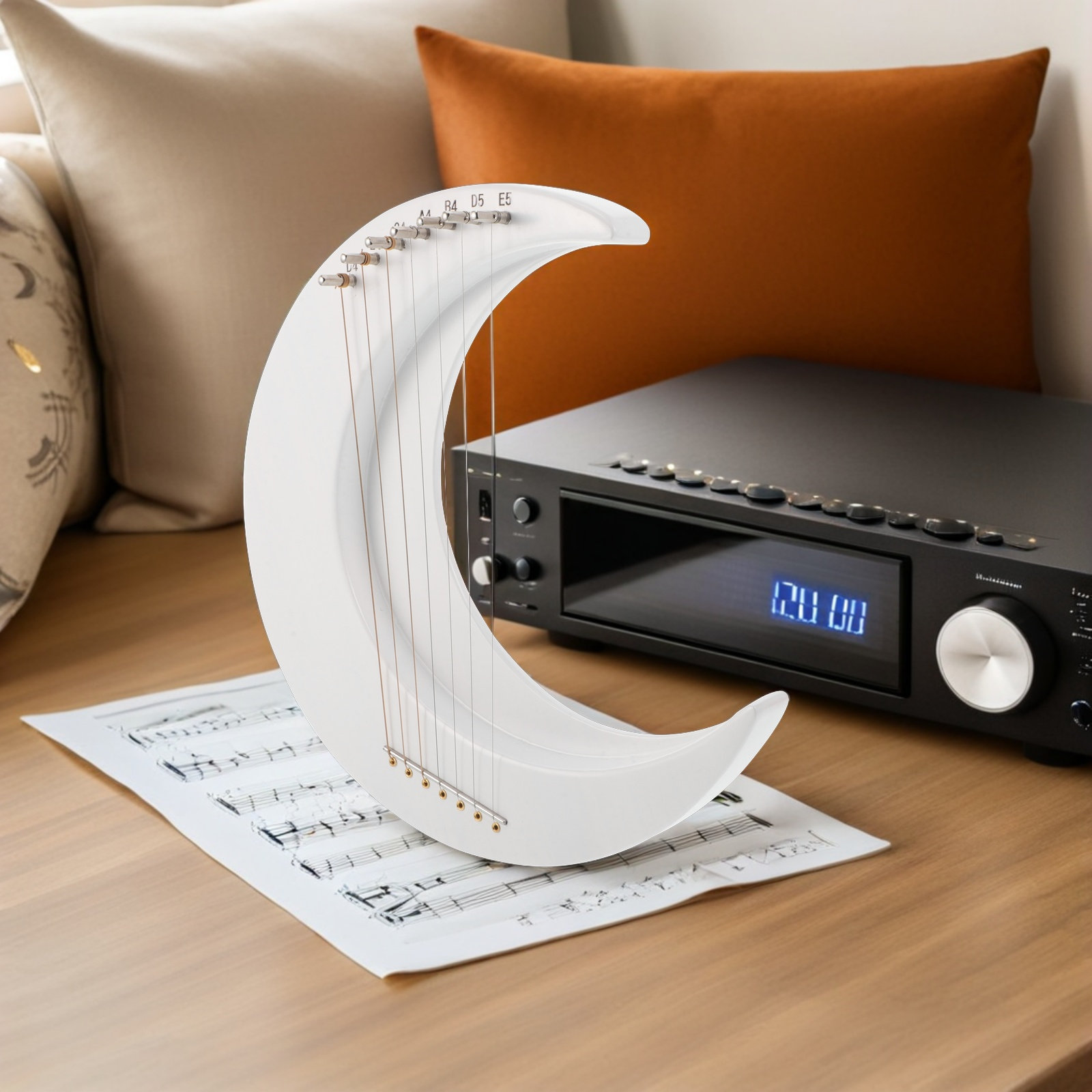 木製の7弦ムーンリラハープ。三日月型の楽器で、初心者向けの音 - Musical Instrument Harp のレビューと価格
