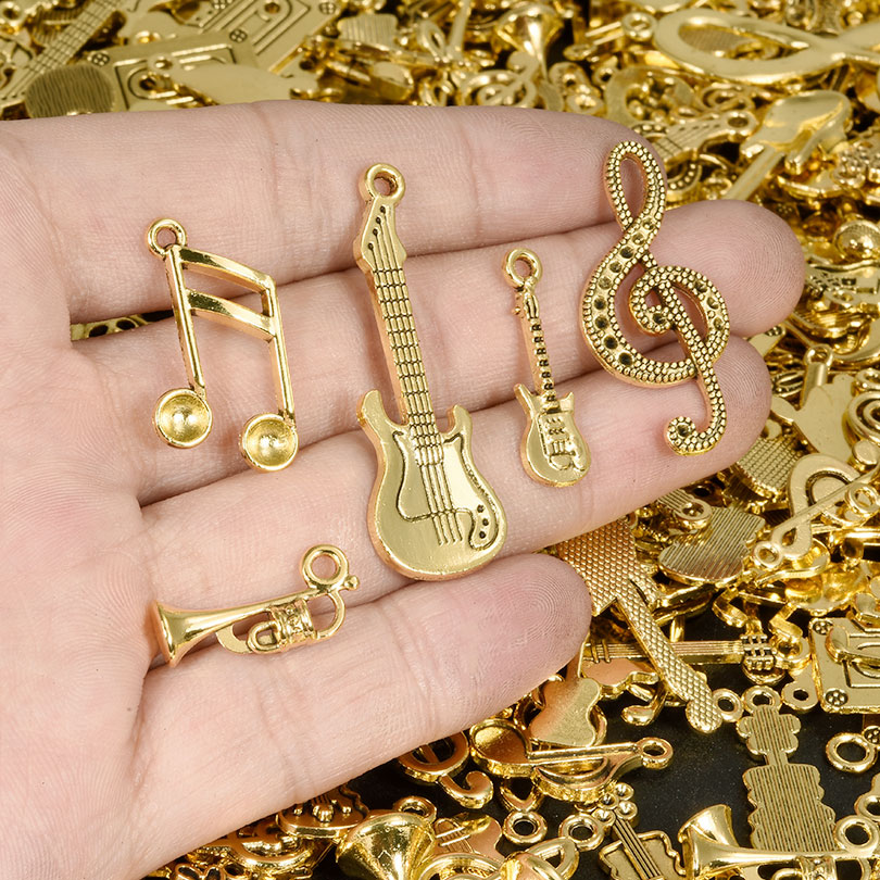 アンティーク合金音符チャーム,レトロなゴールドカラー,ギター - Musical Instrument Manufacturers のレビューと価格