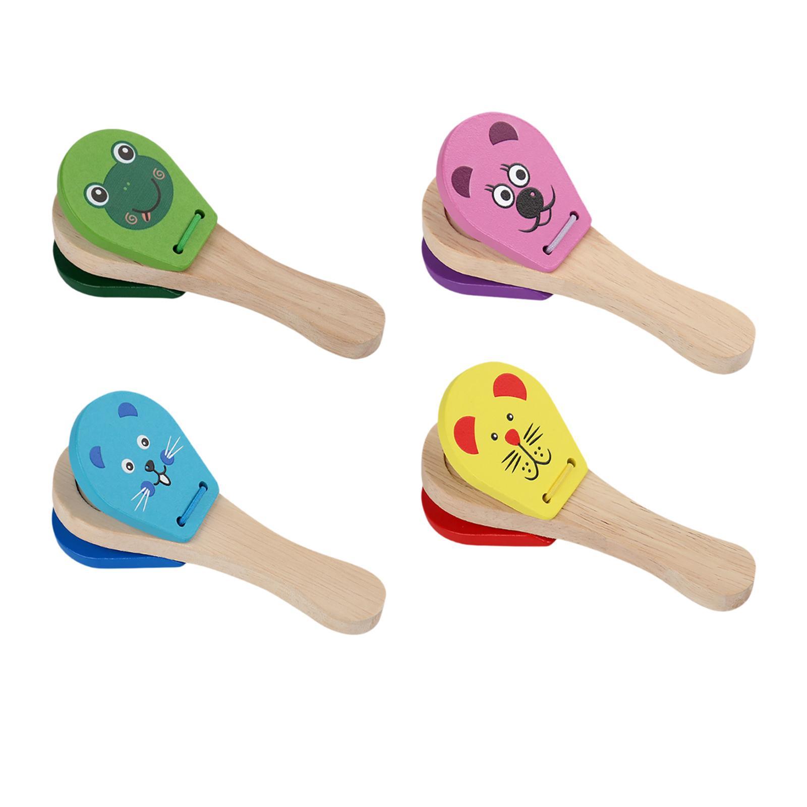 子供向けの木製カスタネットおもちゃ。音楽を奏でる打楽器で、赤 - Musical Instrument Clapper のレビューと価格