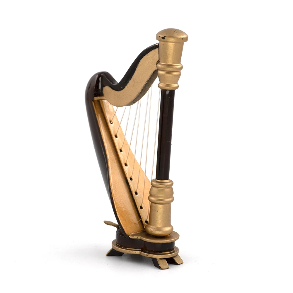 ミニチュア木製ハープモデルミニ Harfe 楽器 1/12  - Musical Instrument Harp のレビューと価格