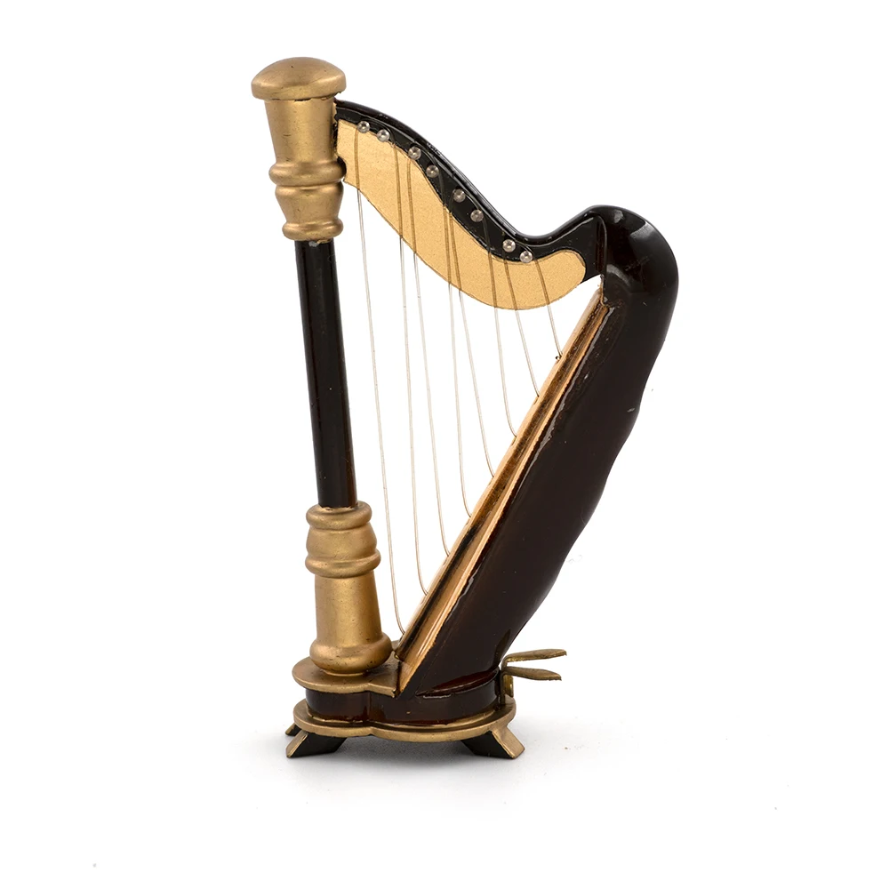 ミニチュア木製ハープモデルミニ Harfe 楽器 1/12  - Musical Instrument Harp のレビューと価格