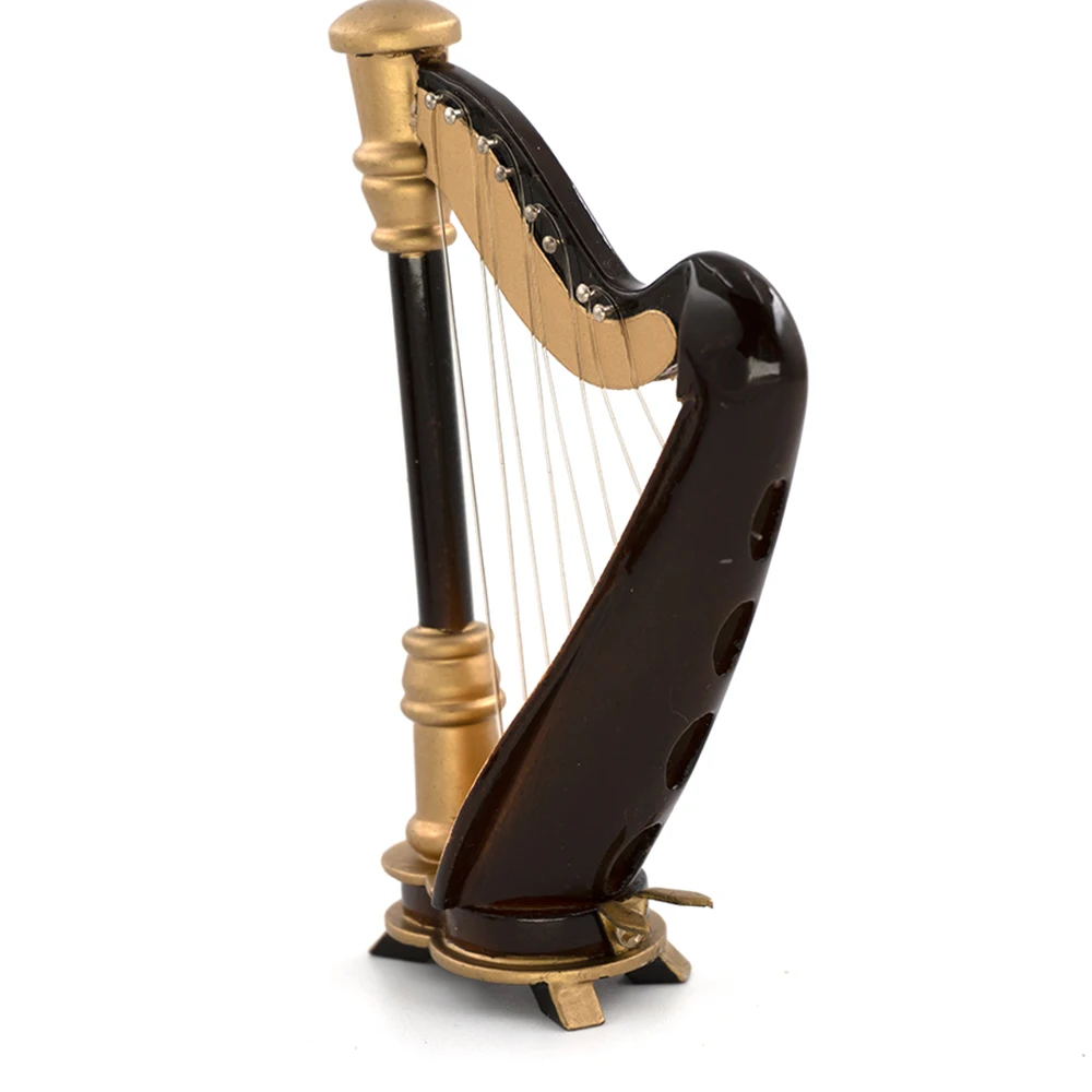 ミニチュア木製ハープモデルミニ Harfe 楽器 1/12  - Musical Instrument Harp のレビューと価格